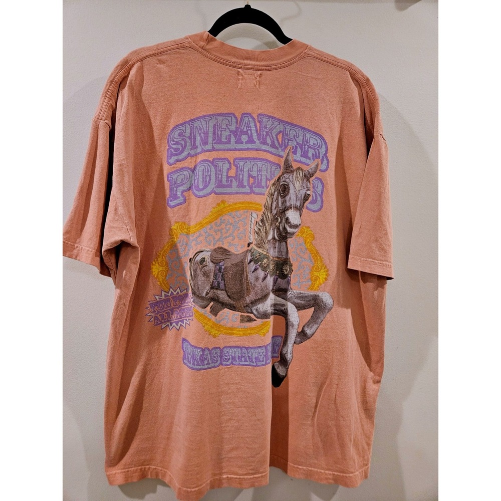 Graphic T-Shirt Cotton Sneaker Politics Texas State Fair Carousel Horse‎ Mens XL